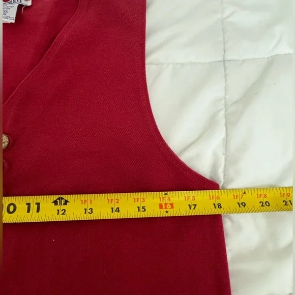 Vintage 90s JL Plum Red Button-Up Sleeveless Vest Top Medium Grammycore Teacher - Picture 7 of 10